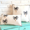 Tropical White Cushion With Palm Tree Embroided