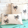 Tropical White Cushion With Palm Tree Embroided