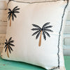 Tropical White Cushion With Palm Tree Embroided