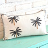 Tropical White Cushion With Palm Tree Embroided