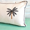 Tropical White Cushion With Palm Tree Embroided