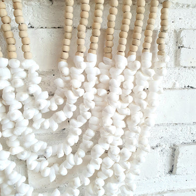 Small White Sea Shell & Tassel Sea Wave Wall Hanging