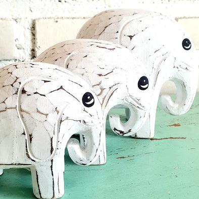 Small Carved Wooden Baby Elephants