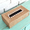 Rectangle Tissue Box Rattan with Shell (W)