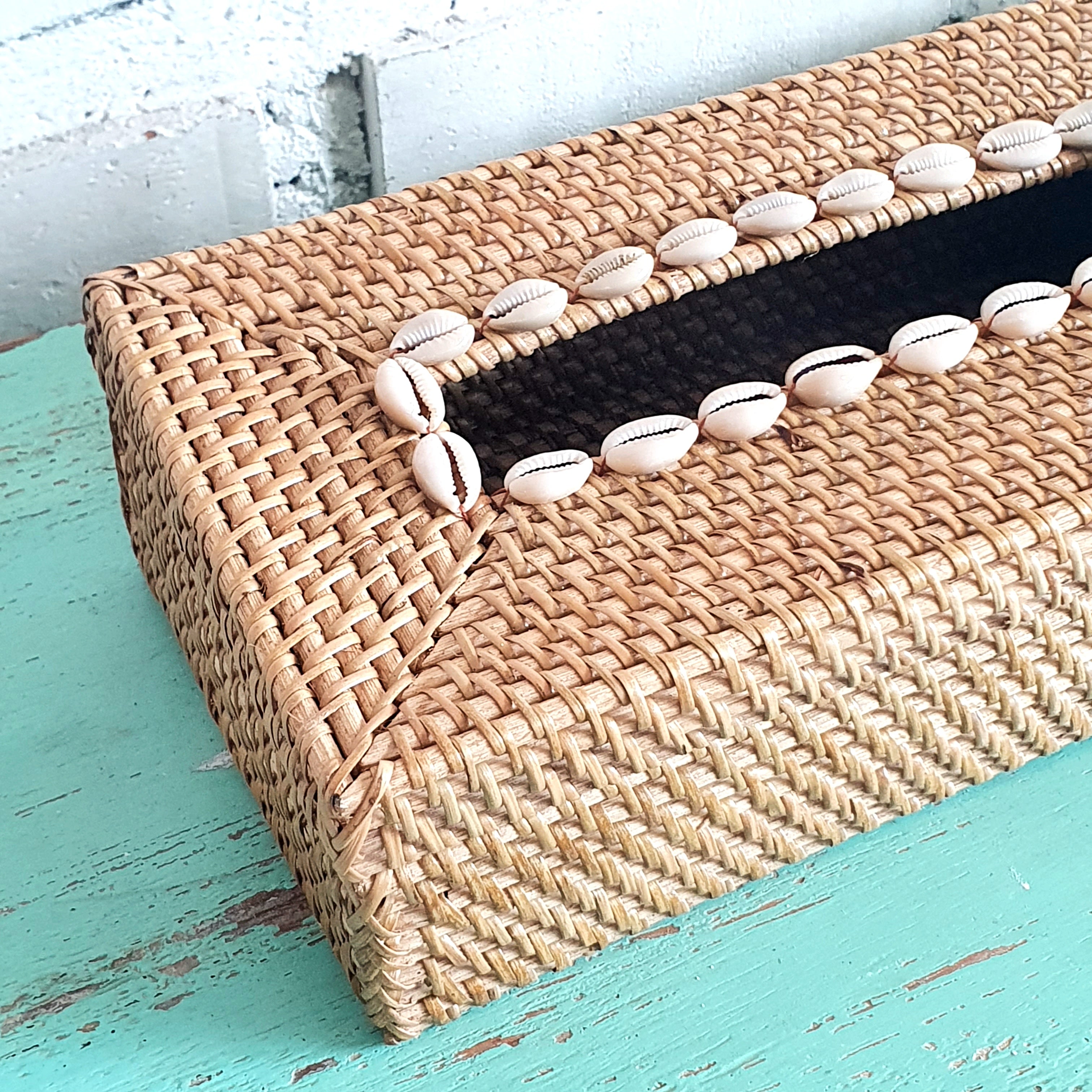 Rectangle Tissue Box Rattan with Shell (W) – Canggu & Co