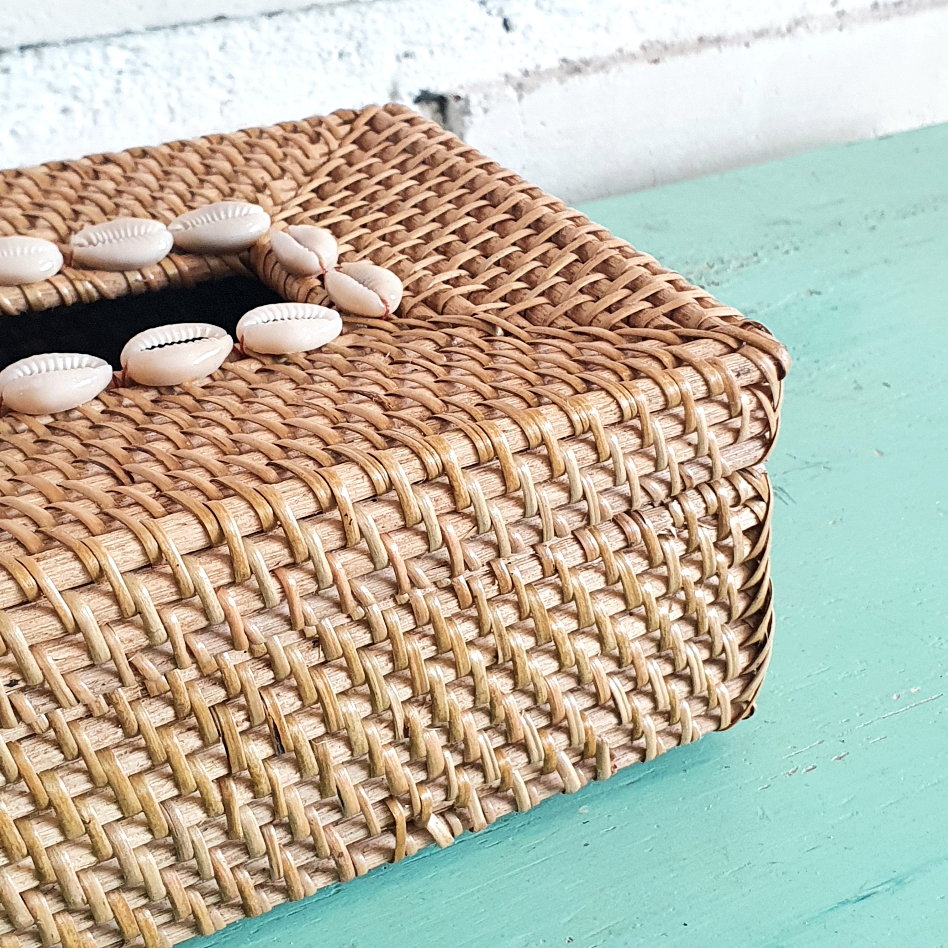 Rectangle Tissue Box Rattan with Shell (W) – Canggu & Co