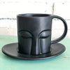 Buddha Face Pattern Ceramic Drinking Mug with Coaster