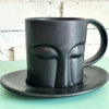 Buddha Face Pattern Ceramic Drinking Mug with Coaster