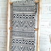 Magic Triangle Cotton Runner with Black & White Aztec Pattern