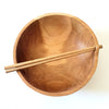 Natural Teak Noodle Bowl With Chop Sticks