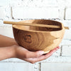 Natural Teak Noodle Bowl With Chop Sticks