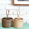 Cutlery Round Rattan Box With Handle