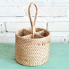 Cutlery Round Rattan Box With Handle