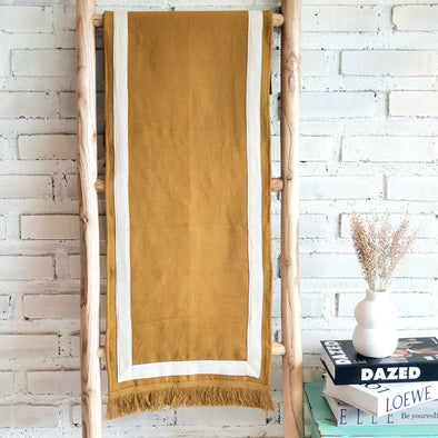 Plain Multi-Color Cotton Runner With Fringe