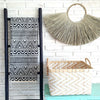 Cotton Throw with Black & White Aztec Pattern