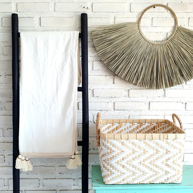 Soft White Plain Cotton Throw with Edge