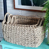 Set 3 Rectangle Shaped Woven Grass Basket (Small)