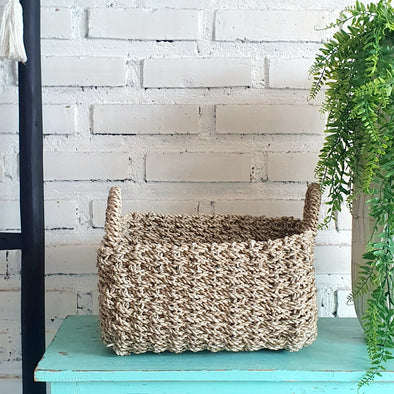 Set 3 Rectangle Shaped Woven Grass Basket (Small)