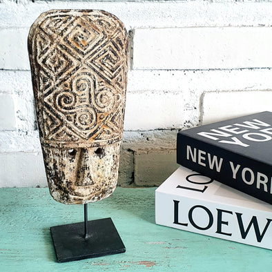 Natural Color Tribal Mask With Stand