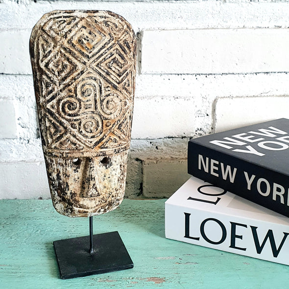 Natural Color Tribal Mask With Stand