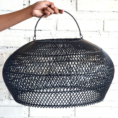 Black Dome Rattan Lamp Shade
