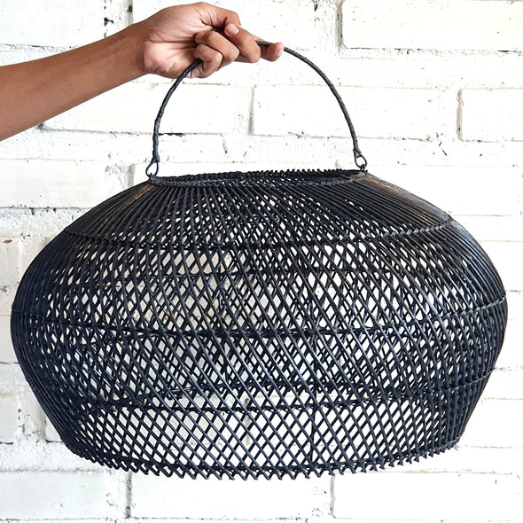 Black Dome Rattan Lamp Shade