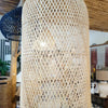 Tall Cylinder Rattan Lamp Shade with Fringe