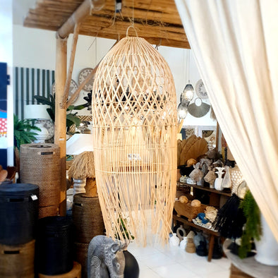 Boho Fringe Rattan Lamp