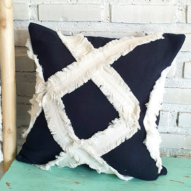 Cotton Cushion With Diamond Motif