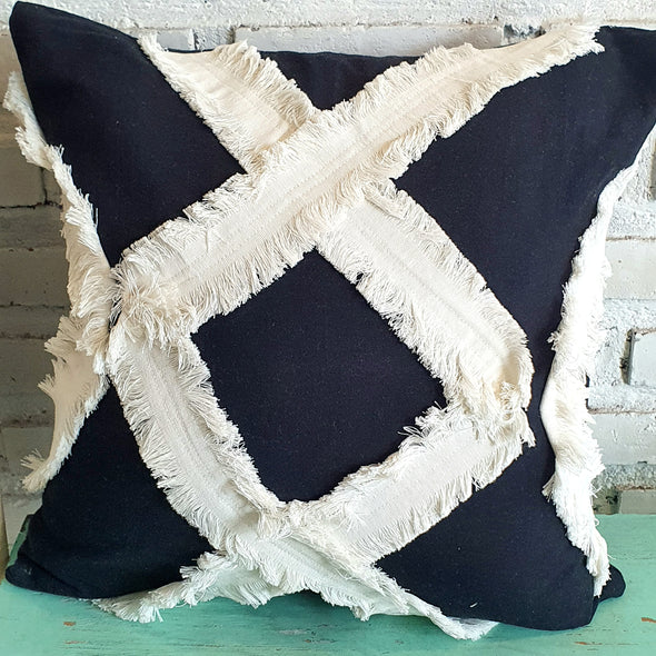 Cotton Cushion With Diamond Motif