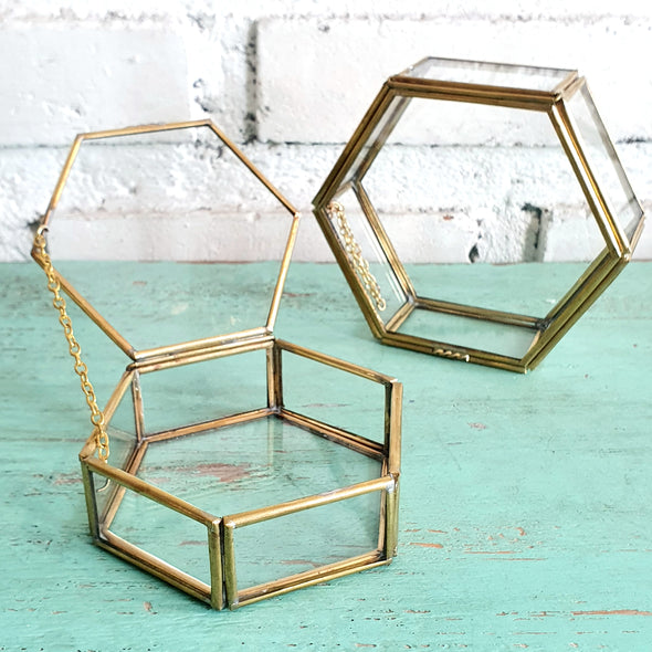 Small Hexagon Jewelry Box (W)