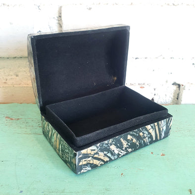 Mini Resin Jewelry Box With Mother Of Pearl Inlay (Line)