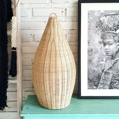 Tall Teardrop Rattan Lamp Shade