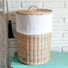 Round Black Rattan Basket with Inner Lid (W)