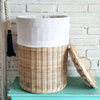 Round Black Rattan Basket with Inner Lid (W)