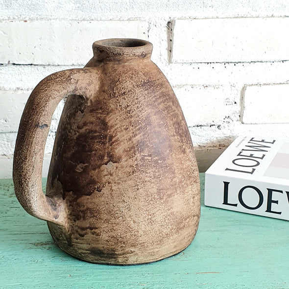Small Pottery Clay Jug With Handle