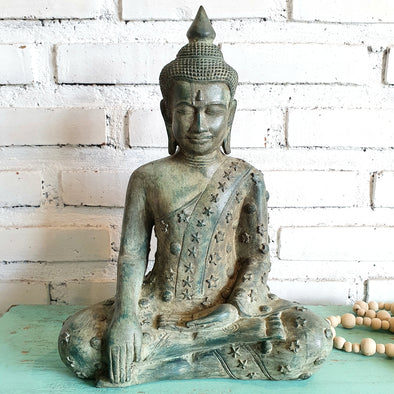 New Antique Large Resin Sitting Buddha Statue