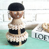 Beaded Shell Ethnic Wooden African Statue (W)