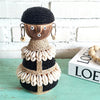 Beaded Shell Ethnic Wooden African Statue (W)