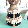 Beaded Shell Ethnic Wooden African Statue (W)