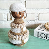 Beaded Shell Ethnic Wooden African Statue (W)