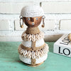 Beaded Shell Ethnic Wooden African Statue (W)