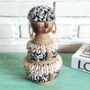 Beaded Shell Ethnic Wooden African Statue (W)