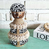 Beaded Shell Ethnic Wooden African Statue (W)