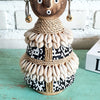 Beaded Shell Ethnic Wooden African Statue (W)