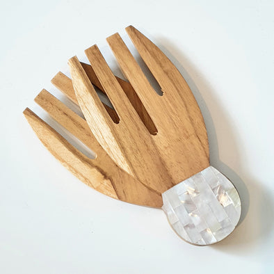 Wooden Shell Curved Handle Spoons Salad