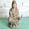 New Antique Large Resin Sitting Dewi Kwan In Statue (BDG)