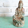 New Antique Large Resin Sitting Dewi Kwan In Statue (BDG)
