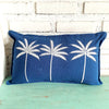 Blue Palm Tree Embroidered Cushion