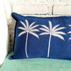 Blue Palm Tree Embroidered Cushion